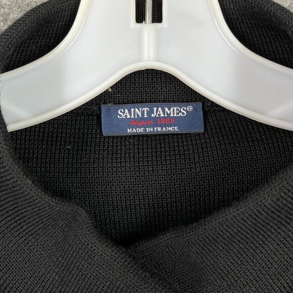 Saint James Womens Duffle Peacoat Pure Wool 10 Black Sweater made in France - Picture 3 of 11